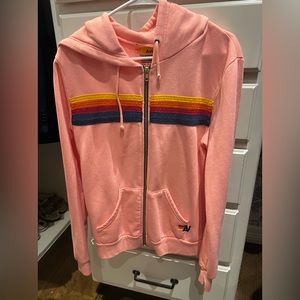 Aviator Nation Zip Hoodie. Medium. Peach